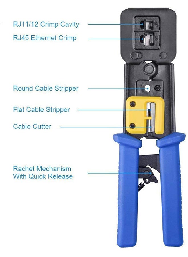 Generic - RJ45 Multi-Functional Cable Cutter Crimp Tool Black/Blue - Image 1