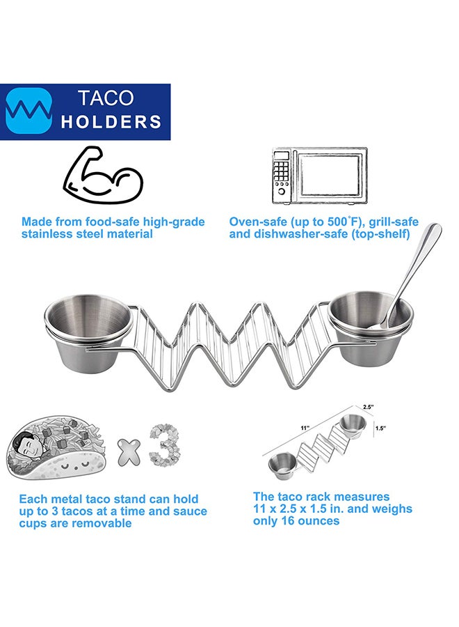 Generic - Taco Stand Up Holders With 2 Salad Cup Silver 205grams - Image 1