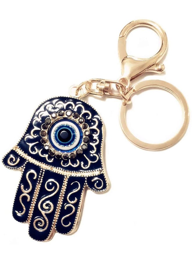 Hamsa Hand Duplex Alloy With Crystal Key Chain - Image 2