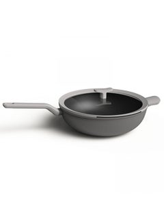 Covered Wok Leo Line Grey 32cm