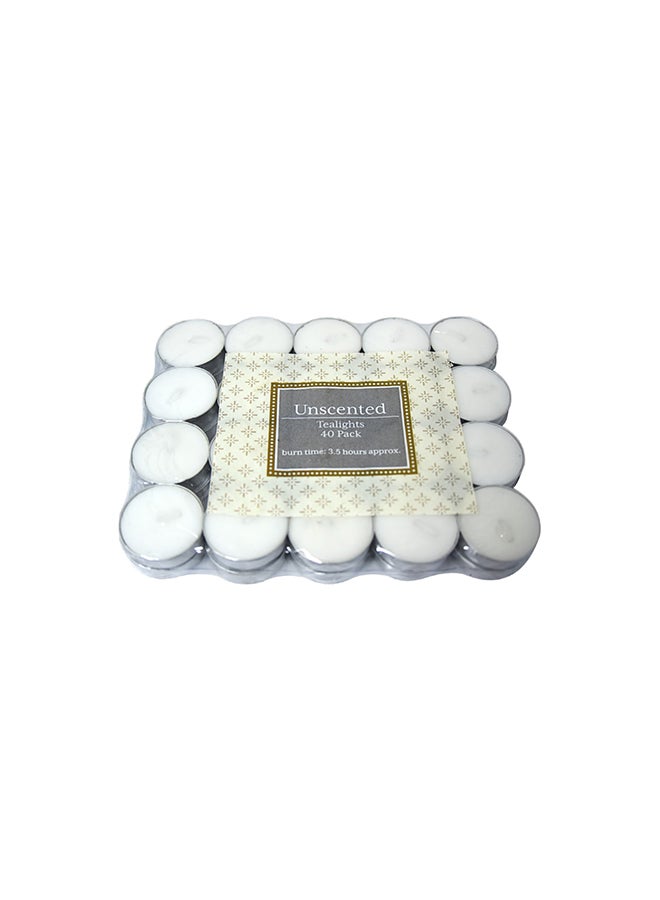 عبوة من 40 شمعة Tealight غير معطرة في كوب معدني أبيض 3.7سم - Image 3