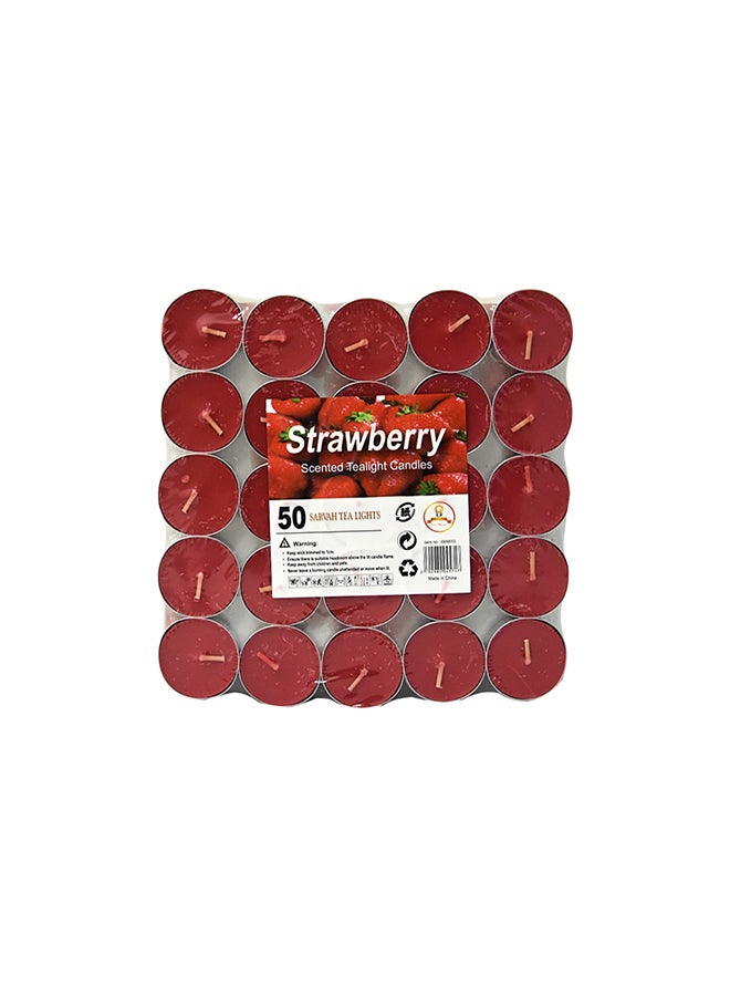 SARVAH Strawberry Scented Tealights Candles In Metal Cup red 3.7cm - Image 1