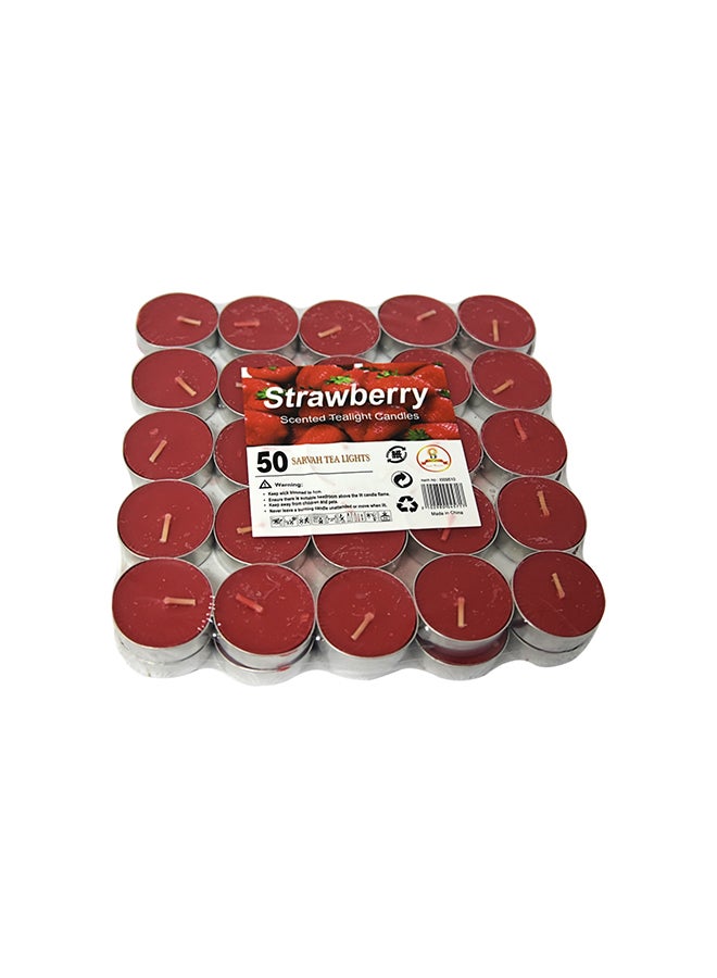 SARVAH Strawberry Scented Tealights Candles In Metal Cup red 3.7cm - Image 3