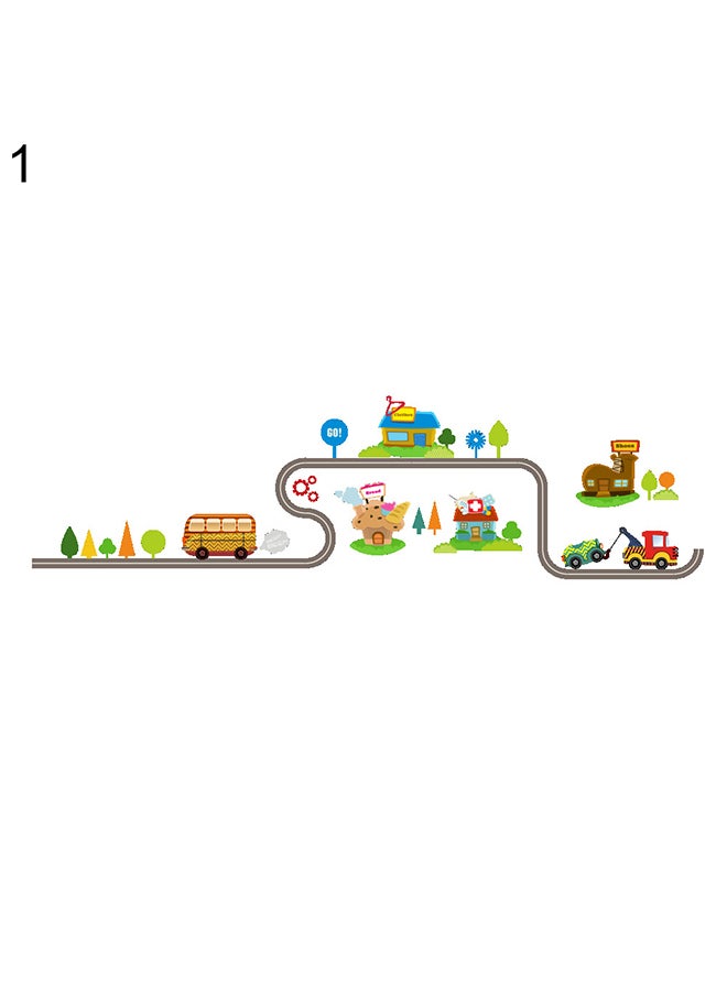 Cartoon Car Road Pattern Removable Wall Stickers DIY Art Decal Kids Room Decor 1# 20*10*20cm - Image 1