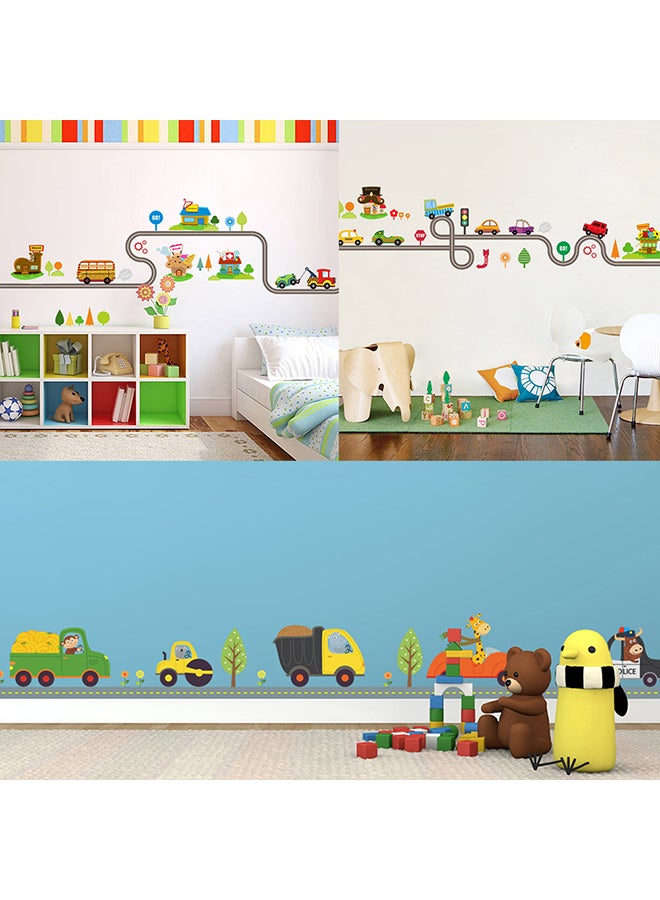 Cartoon Car Road Pattern Removable Wall Stickers DIY Art Decal Kids Room Decor 1# 20*10*20cm - Image 2