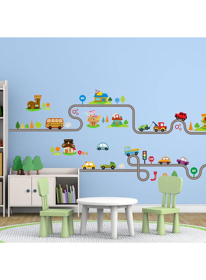 Cartoon Car Road Pattern Removable Wall Stickers DIY Art Decal Kids Room Decor 1# 20*10*20cm - Image 5
