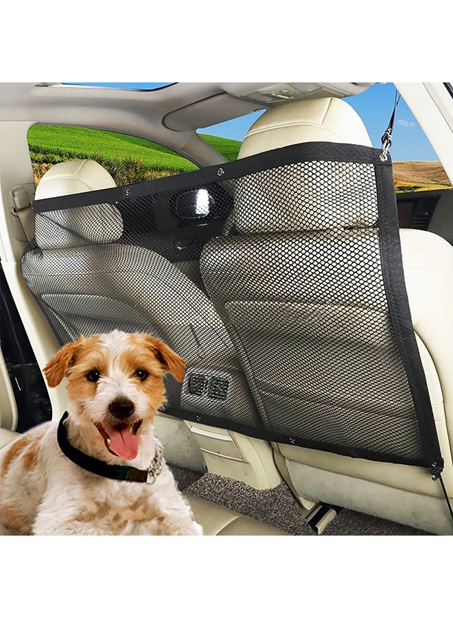 Durable Car Universal Back Seat Dog Pet Barrier Mesh Safety Net Guard with Belt Black 115 x 62cm - Image 2
