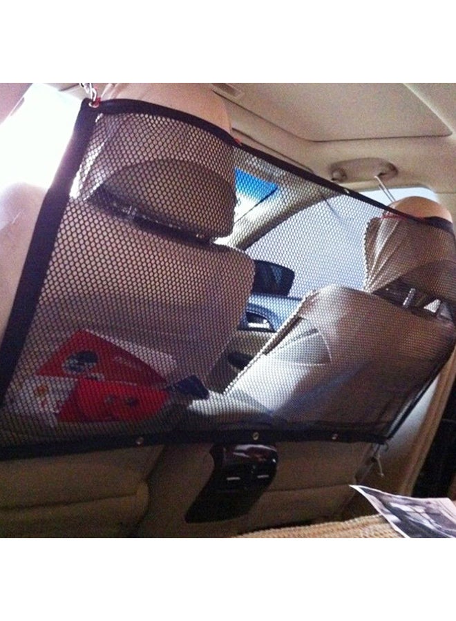 Durable Car Universal Back Seat Dog Pet Barrier Mesh Safety Net Guard with Belt Black 115 x 62cm - Image 3