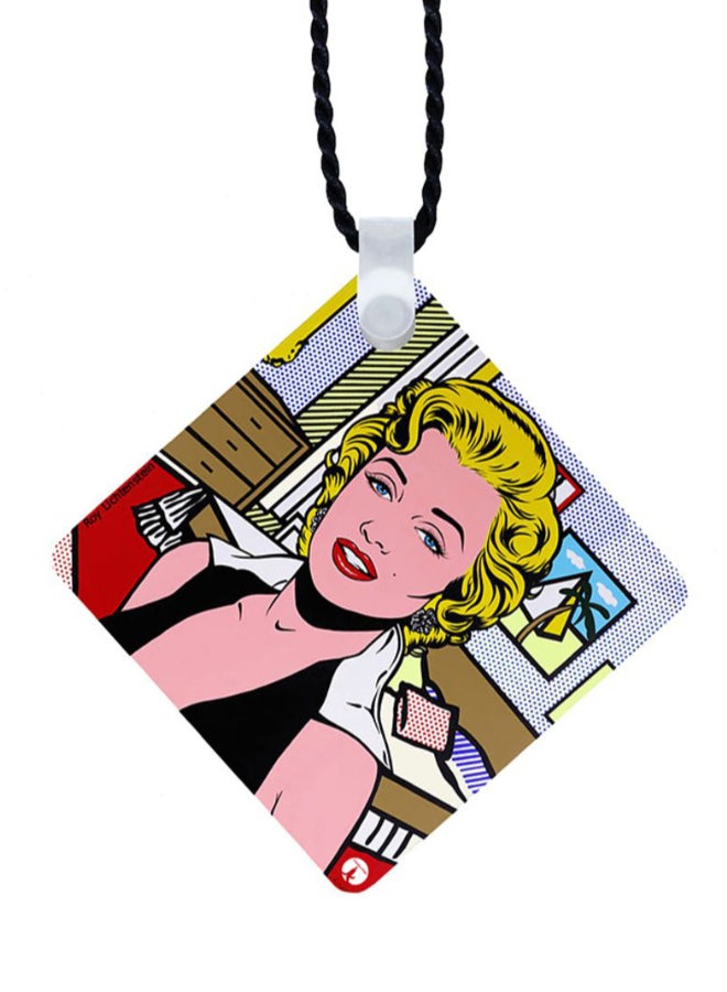 بي بي قلادة وسلسلة مفاتيح 2 في 1 مزينة بطبعة مستوحاة من فن البوب وردي/أصفر/أحمر - Image 2