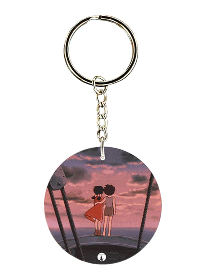 بي بي سلسلة مفاتيح مطبوعة على الوجين بشخصيات مسلسل "Adnan And Lina" وردي/رمادي/فضي