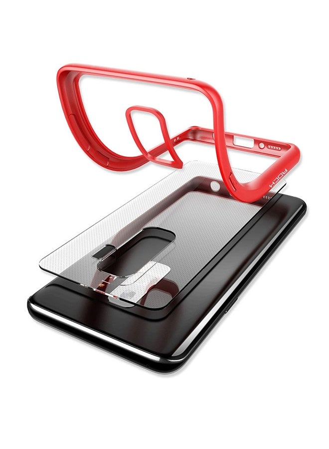 روك غطاء حماية واقٍ من سلسلة كلاريتي لهاتف سامسونج جالاكسي S9 أحمر / شفاف - Image 3