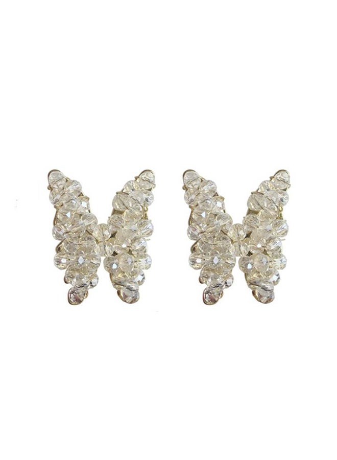 J&J 925 Sterling Silver Crystal Studded Butterfly Earrings - Image 1