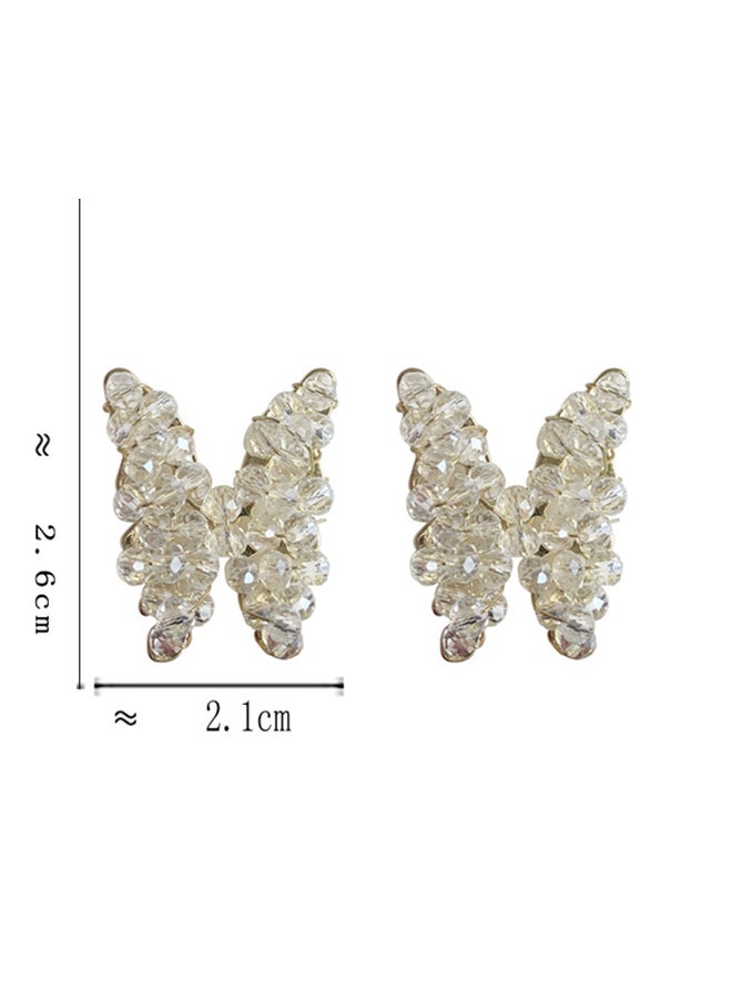 J&J 925 Sterling Silver Crystal Studded Butterfly Earrings - Image 2