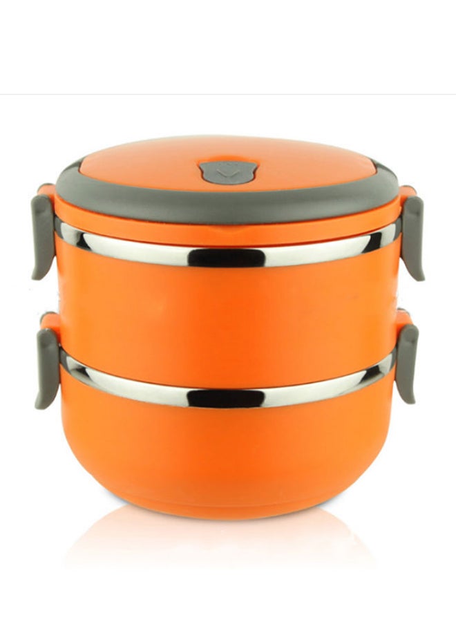 علبة غداء من الستانلس ستيل عازلة للحرارة بتصميم دائري لحفظ الطعام والفاكهة، بلون برتقالي برتقالي 15*15*15سم - Image 1