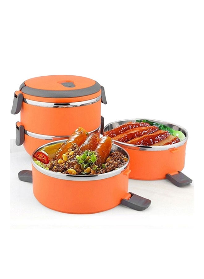 علبة غداء من الستانلس ستيل عازلة للحرارة بتصميم دائري لحفظ الطعام والفاكهة، بلون برتقالي برتقالي 15*15*15سم - Image 2