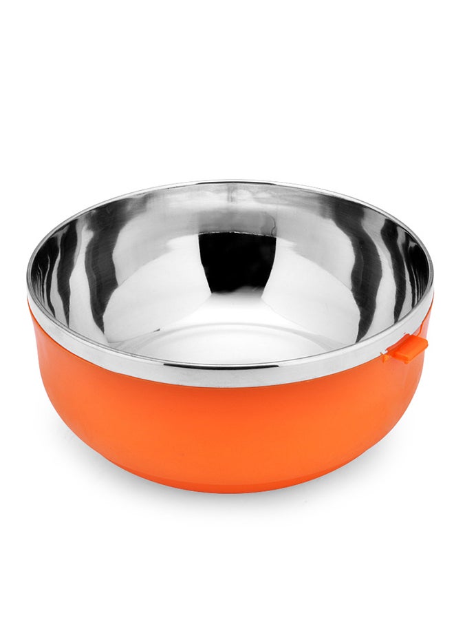 علبة غداء من الستانلس ستيل عازلة للحرارة بتصميم دائري لحفظ الطعام والفاكهة، بلون برتقالي برتقالي 15*15*15سم - Image 3