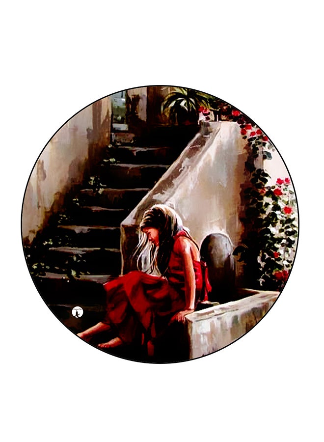 مغناطيس ثلاجة مُزين بطبعة لفتاة متعدد الألوان 5.5 x 5.5سم