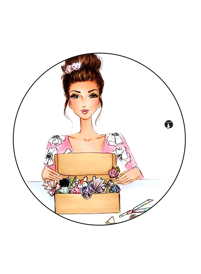 بي بي مغناطيس ثلاجة مُزين بطبعة لفتاة متعدد الألوان 5.5 x 5.5سم