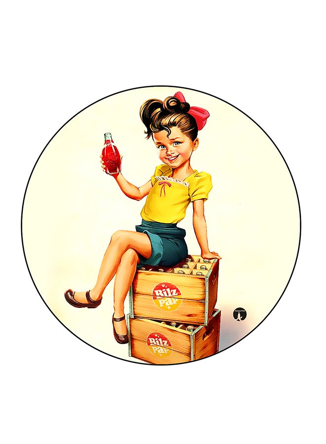 Girl Printed Fridge Magnet Multicolour 5.5 x 5.5cm