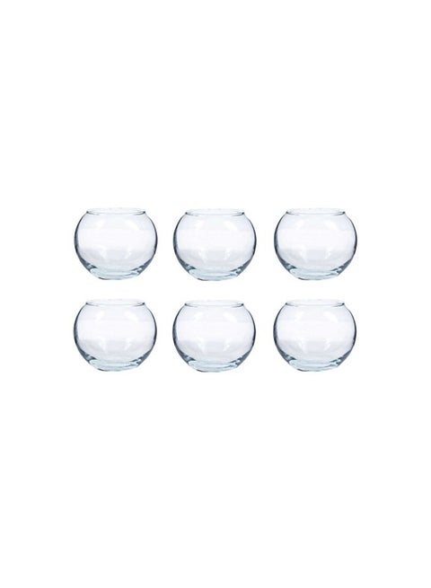 Six round glass vases small plant pot transparent hight 8 cm, width 10 cmcm