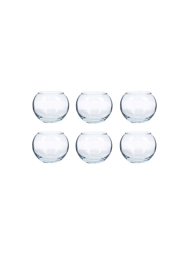 Generic - Six round glass vases small plant pot transparent hight 8 cm, width 10 cmcm - Image 1