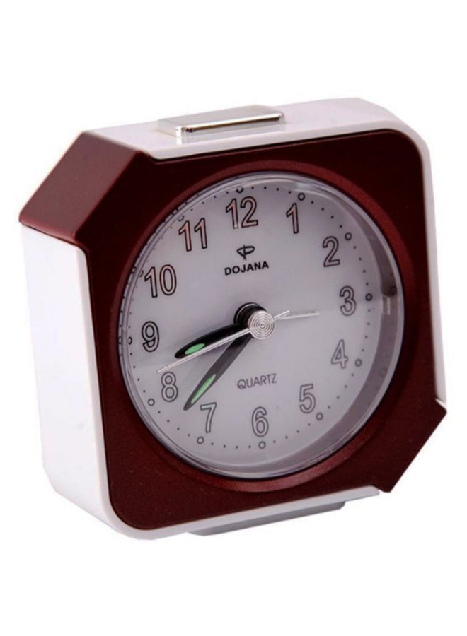 ساعة منبه بعقارب وقرص دائري الشكل أحمر/أبيض
