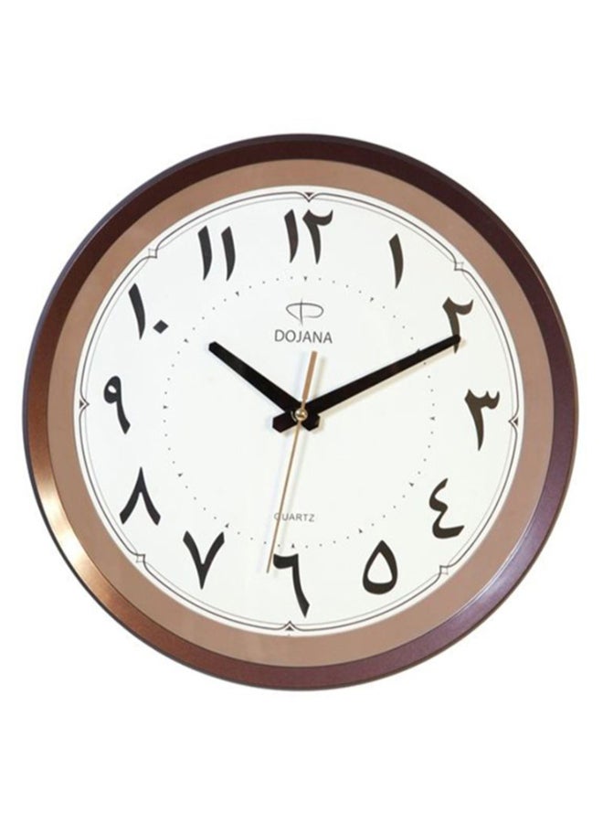 ساعة حائط بعقارب بتصميم مستدير البني/الأبيض 31.8 x 31.8سم