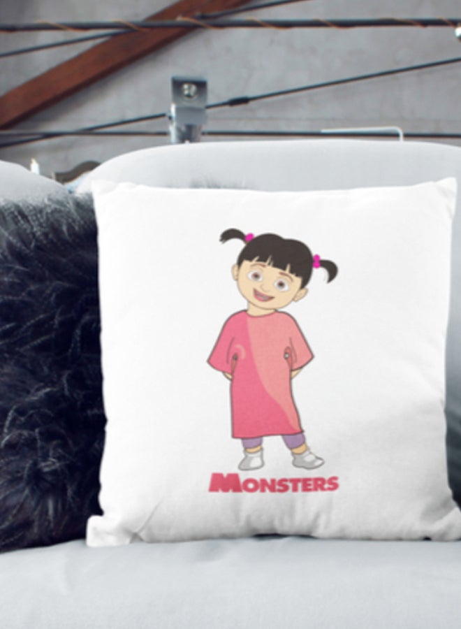 وسادة زينة للديكور بطبعة شخصية بو من فيلم "Monsters Inc" أبيض/وردي/بيج 16 x 16بوصة - Image 3