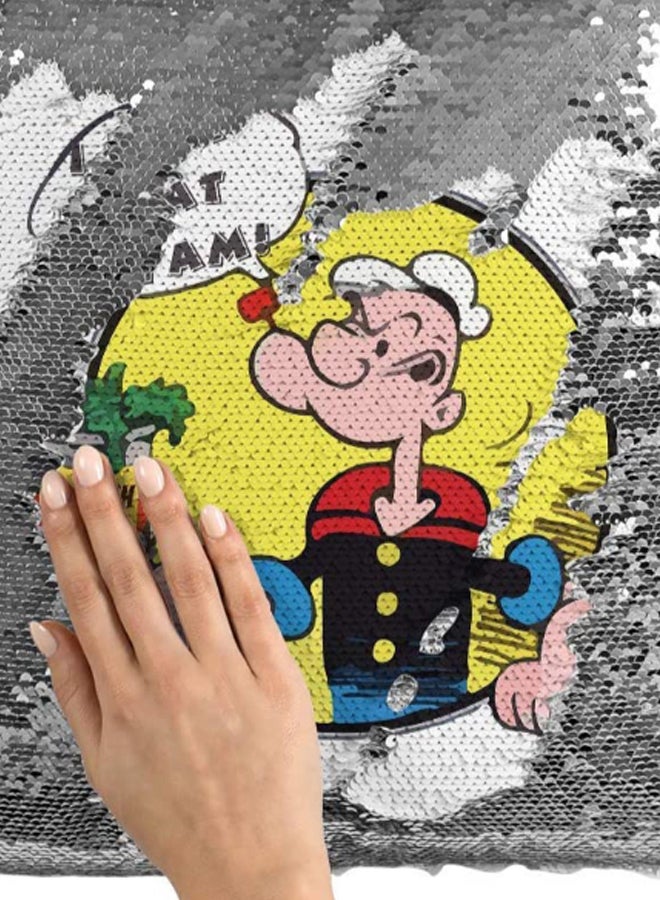 وسادة زينة للديكور بطبعة من مسلسل "The Sailor Man Popeye " أبيض 16 x 16بوصة - Image 3