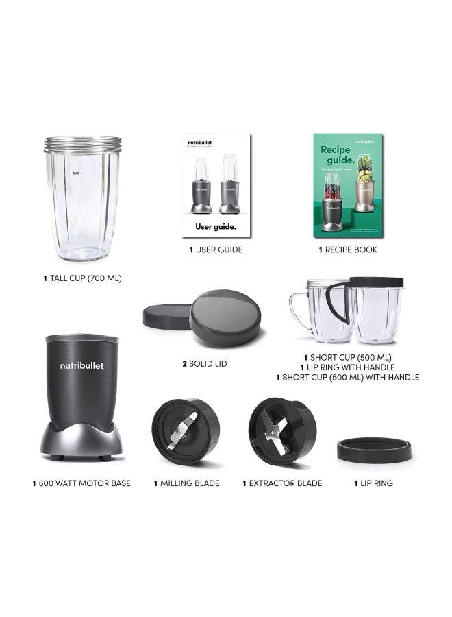 nutribullet - Personal Size Blender 600W 600.0 W NBR-1212M - Extractor Grey - Image 1