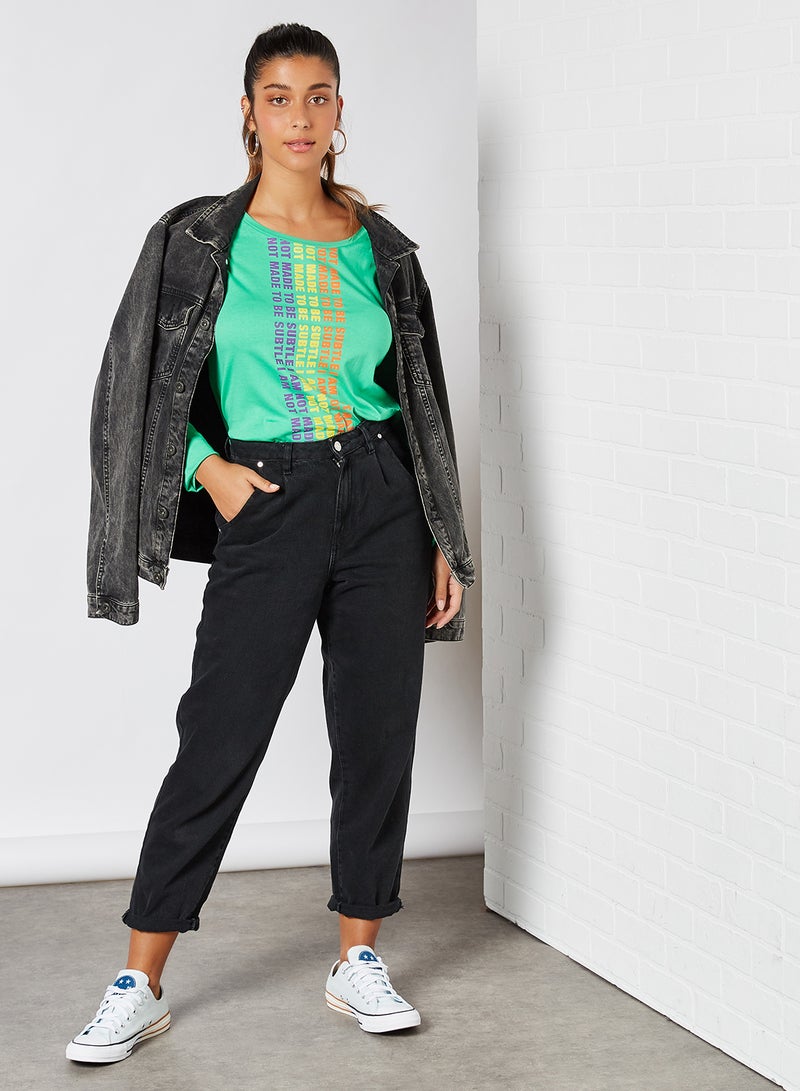 ABOF Front Slogan T-Shirt Pista Green - Image 3