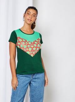 ABOF Colourblock Front T-Shirt Dark Green  - Image 1