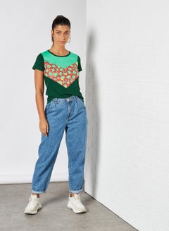 ABOF Colourblock Front T-Shirt Dark Green  - Image 3
