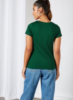 ABOF Colourblock Front T-Shirt Dark Green  - Image 2