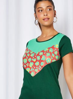 ABOF Colourblock Front T-Shirt Dark Green  - Image 4