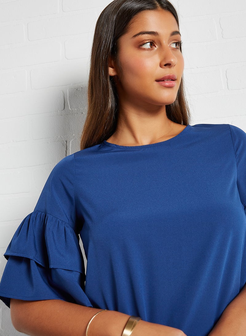 ABOF Flared Sleeve Solid Top Blue  - Image 4