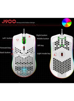 HXSJ Wired Gaming Mouse With Six Adjustable DPI White  - Image 4
