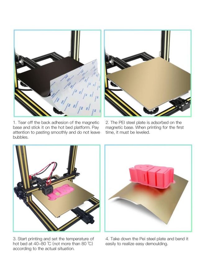 أيبيسي لوح من فولاذ النوابض مغطى بمادة البولي إيثرميد pei للطابعة ثلاثية الأبعاد أصفر - Image 5