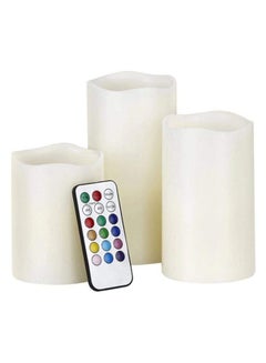 3-Piece Scented LED Candle With Remote Control Set Multicolour