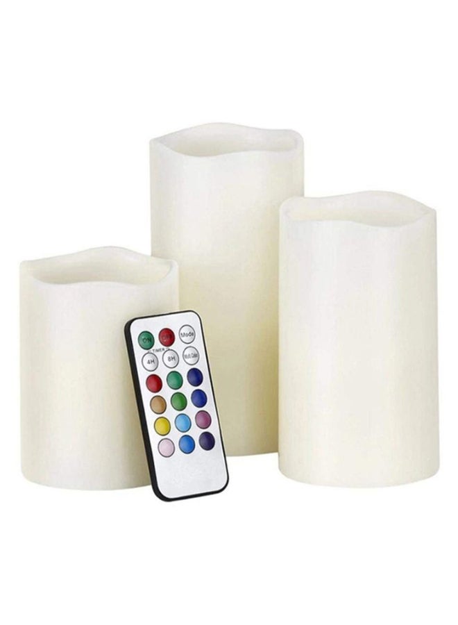 Generic - 3-Piece Scented LED Candle With Remote Control Set Multicolour - Image 1