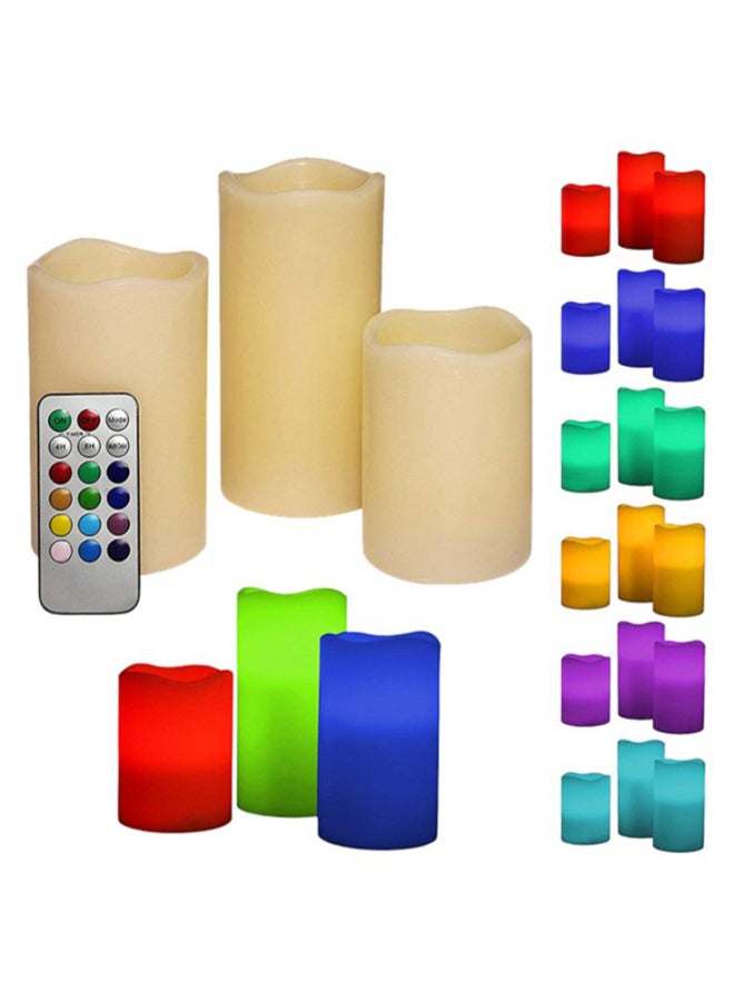 Generic - 3-Piece Scented LED Candle With Remote Control Set Multicolour - Image 1
