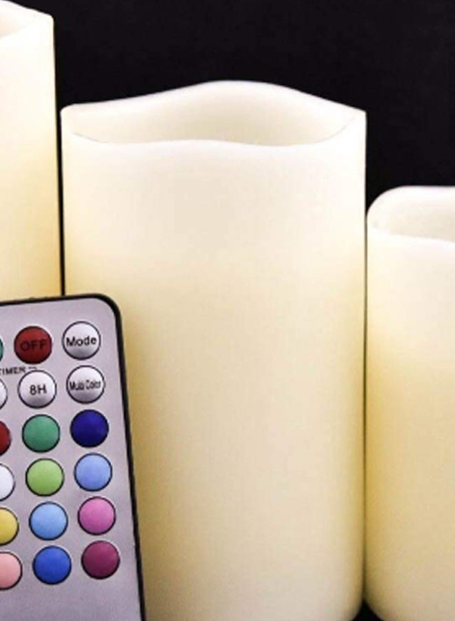Generic - 3-Piece Scented LED Candle With Remote Control Set Multicolour - Image 1