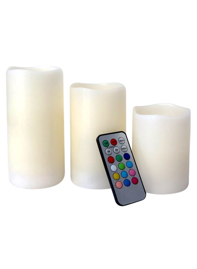 Generic - 3-Piece Scented LED Candle With Remote Control Set Multicolour - Image 1