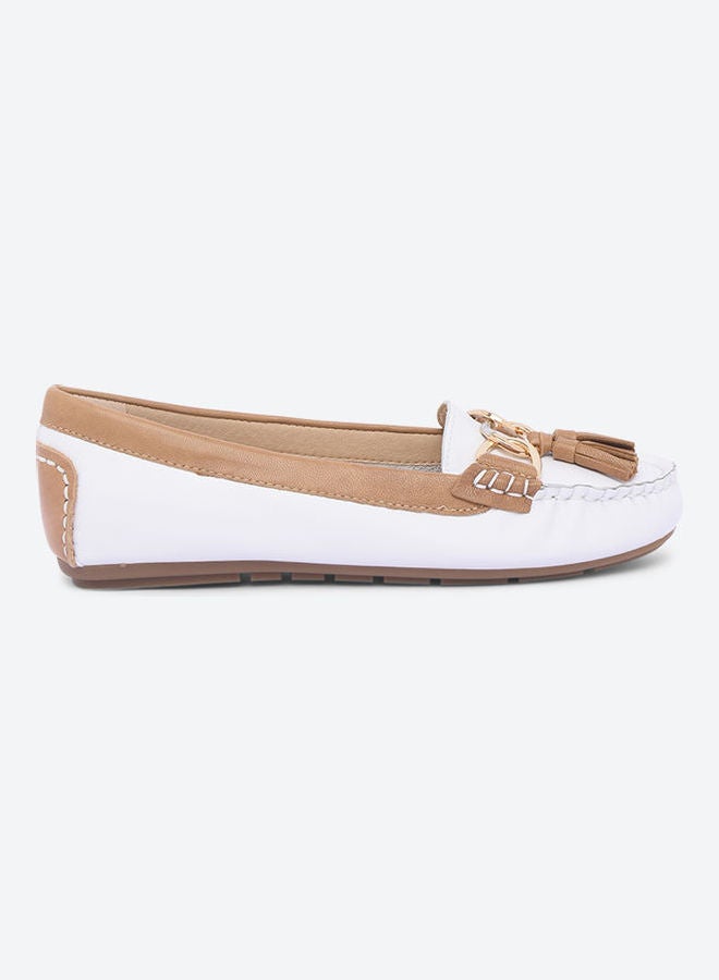 Dune LONDON Geena Tassel Detail Loafers White Brown Best Price KSA Riyadh Jeddah