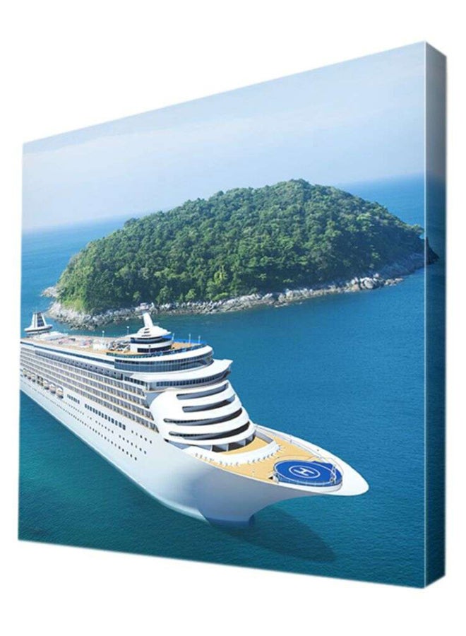 Decalac Ship In The Ocean And The Sky Canvas Frame Painting Multicolour 30x30cm