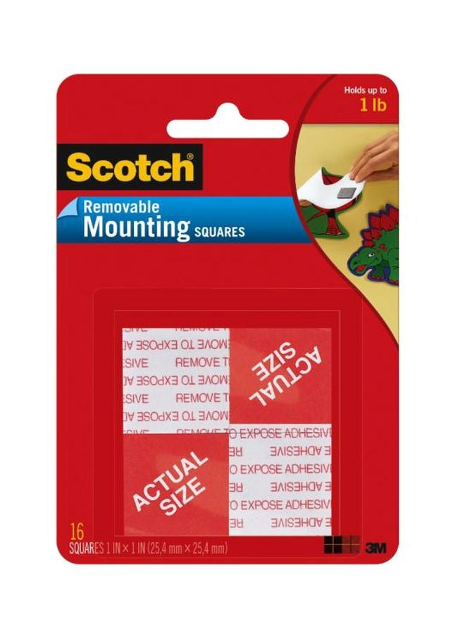 Scotch  16-Piece Scotch Removable Mounting Squares Red/White