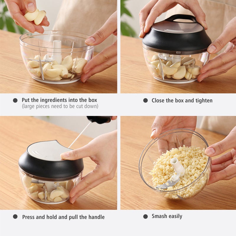 Generic - Hand Pull String Manual Food Vegetable Chopper Rose 15*8.5*14cm - Image 1