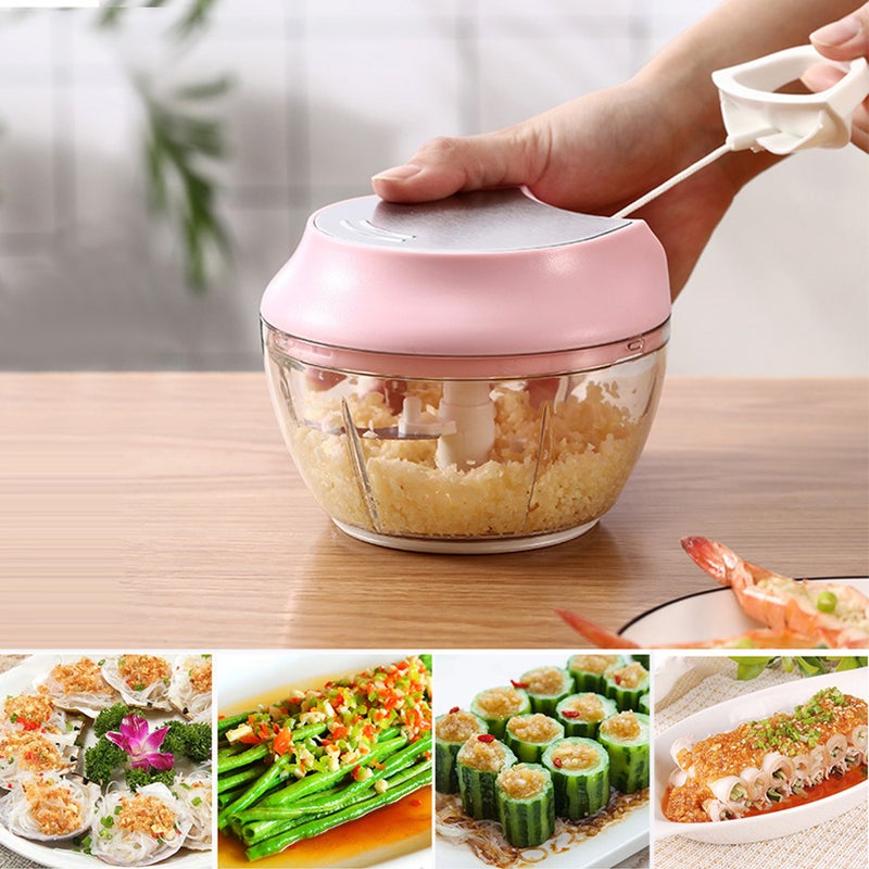 Generic - Hand Pull String Manual Food Vegetable Chopper Rose 15*8.5*14cm - Image 1