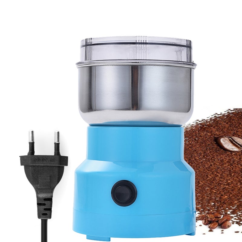 مطحنة حبوب وحبوب كهربائية متعددة الاستخدامات من الستانلس ستيل لون أزرق 17*11*11سم - Image 1
