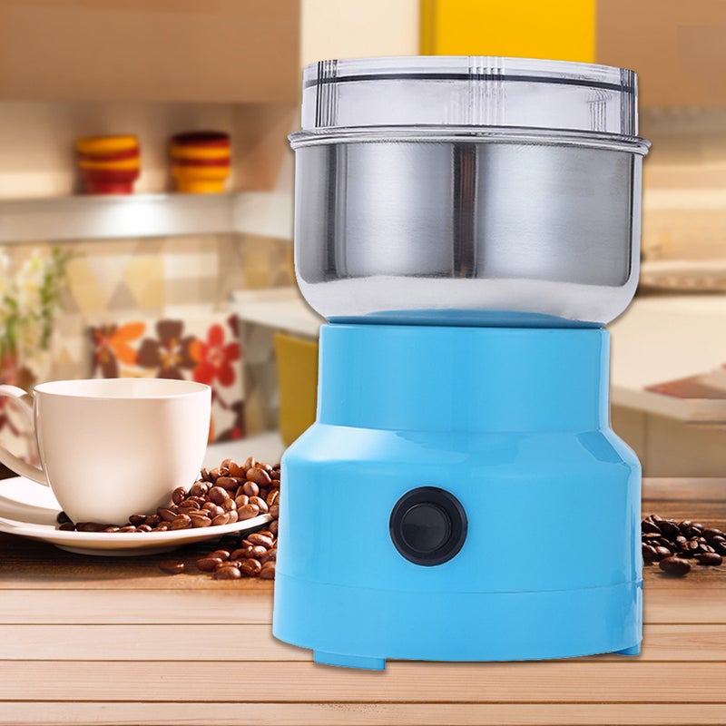 مطحنة حبوب وحبوب كهربائية متعددة الاستخدامات من الستانلس ستيل لون أزرق 17*11*11سم - Image 3